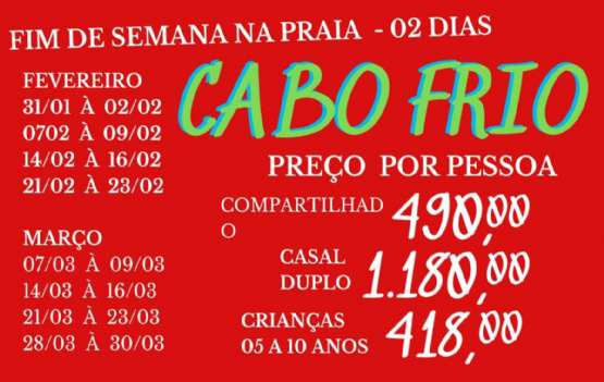 CABO FRIO - SEXTA A DOMINGO - BAIXA CABO FRIO - SEXTA A DOMINGO - BAIXA